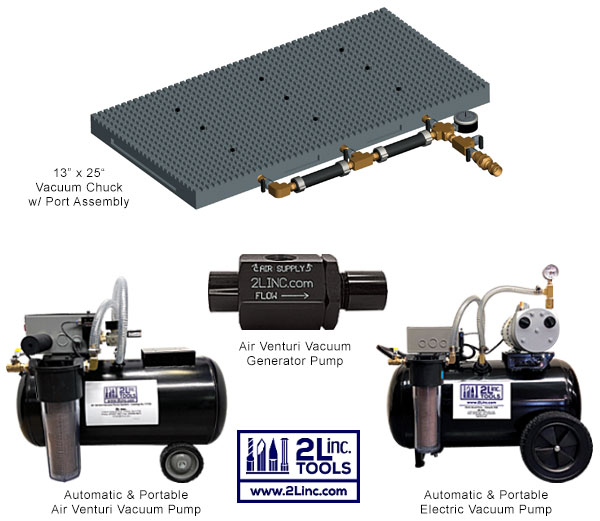 13"x25" Complete Vacuum Chuck and Pump Systems